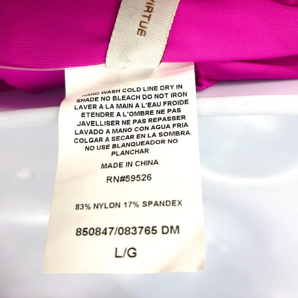 BECCA Women's Color Code V-Wire One Piece Swimsuit Large Vivid Pink Stretch NWT - Picture 9 of 10